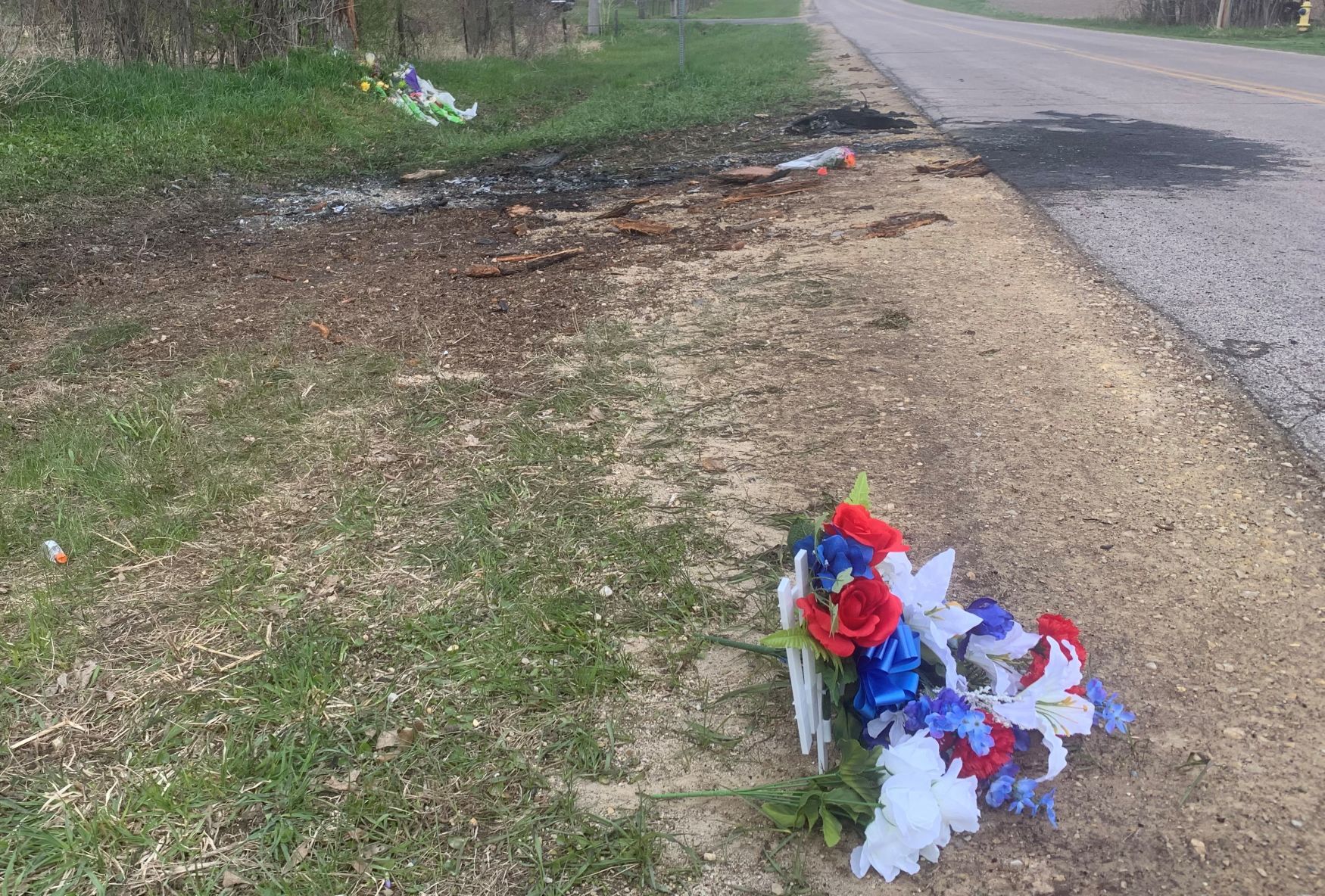 Flowers at accident scene